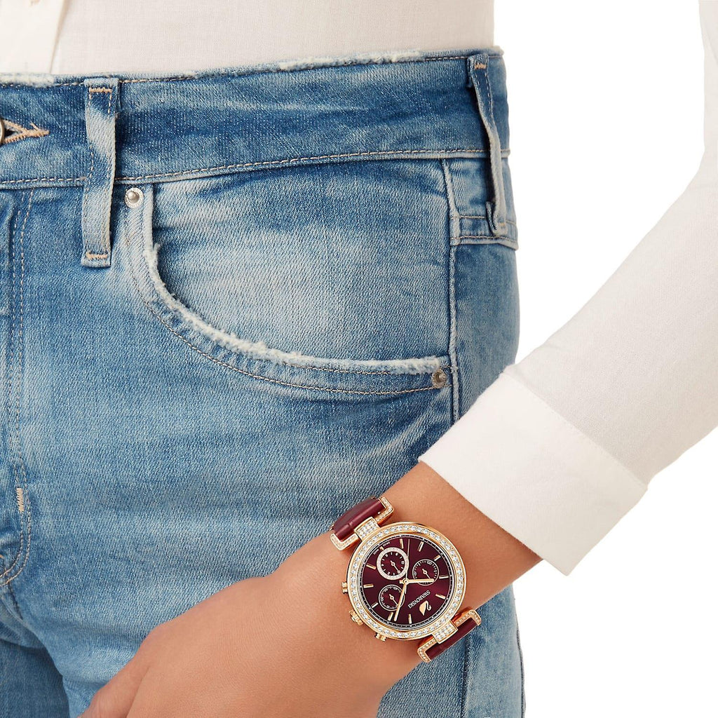 Swarovski Era Journey Red Dial Red Leather Strap Watch for Women - 5416701 Buy Now By Swarovski