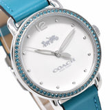 Coach Delancey White Dial Turquoise Leather Strap Watch for Women - 14502884 Buy Now By Coach