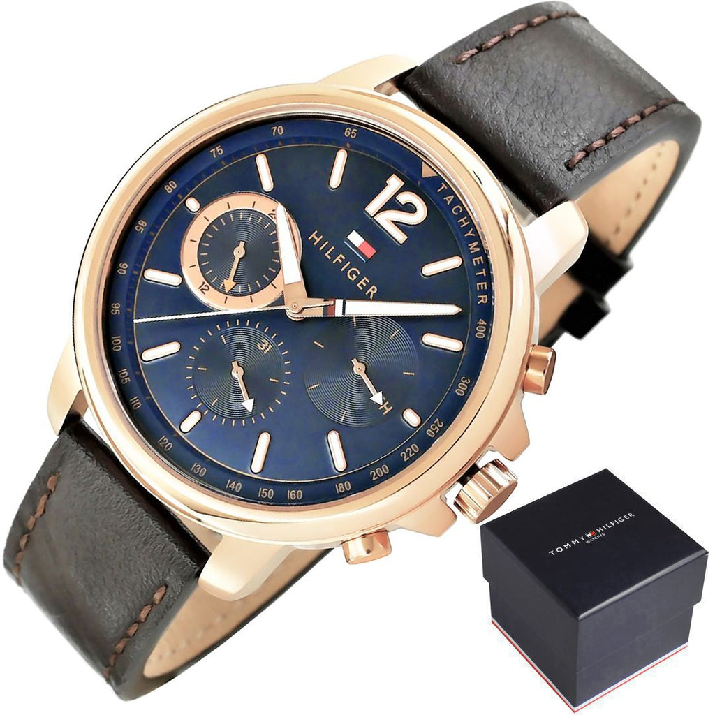 Tommy Hilfiger London Chronograph Blue Dial Brown Leather Strap Watch for Men - 1791532 Buy Now By Tommy Hilfiger