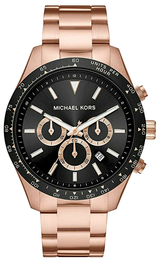 Michael Kors Layton Chronograph Black Dial Rose Gold Steel Strap Watch For Men - MK8824 Buy Now By Michael Kors