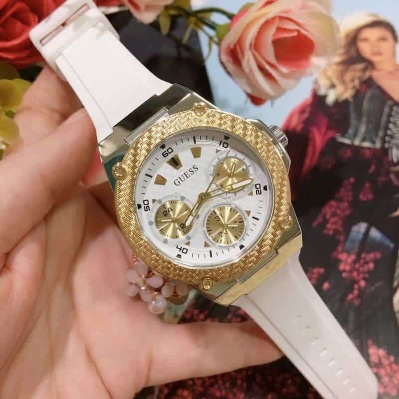 Guess Zena Analog White Dial White Rubber Strap Watch For Women - W1094L1 Buy Now By Guess