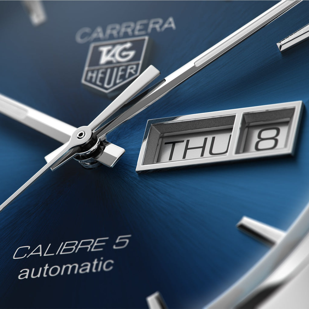 Tag Heuer Carrera Calibre 5 Automatic Blue Dial Blue Leather Strap Watch for Men - WAR201E.FC6292 Buy Now By Tag Heuer