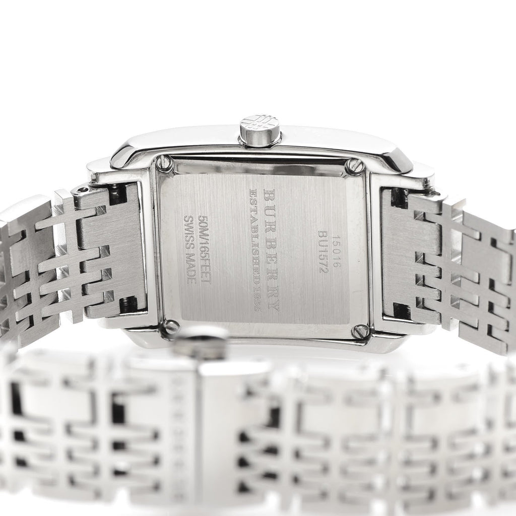 Burberry Nova Check Square White Dial Silver Steel Strap Watch for Women - BU1572 Buy Now By Burberry