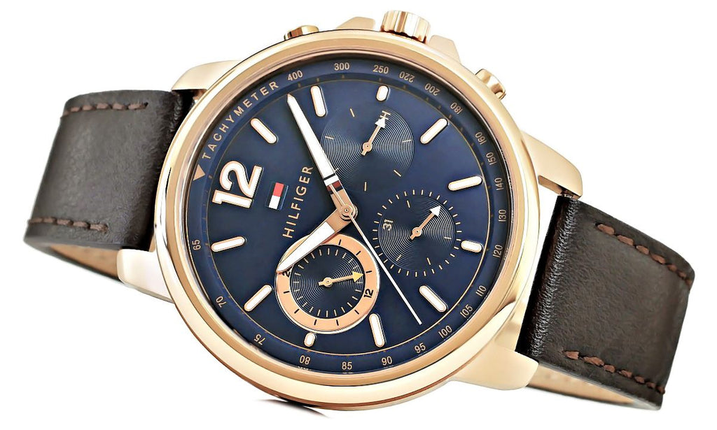 Tommy Hilfiger London Chronograph Blue Dial Brown Leather Strap Watch for Men - 1791532 Buy Now By Tommy Hilfiger