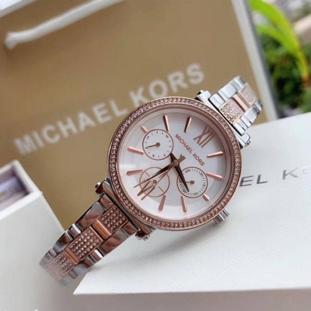 Michael Kors Sofie Chronograph White Dial Two Tone Steel Strap Watch For Women - MK4353 Buy Now By Michael Kors