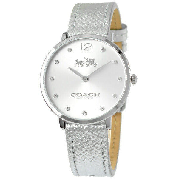 Coach Slim Easton Silver Dial Silver Leather Strap Watch for Women - 14502685 Buy Now By Coach