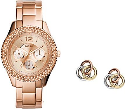 Fossil Stella Rose Gold Dial Rose Gold Steel Strap Watch for Women - ES3590 Buy Now By Fossil