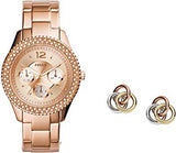 Fossil Stella Rose Gold Dial Rose Gold Steel Strap Watch for Women - ES3590 Buy Now By Fossil