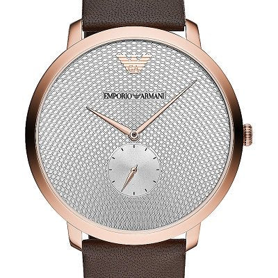 Emporio Armani Modern Slim Analog Silver Dial Brown Leather Strap Watch For Men - AR11163 Buy Now By Emporio Armani