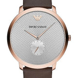 Emporio Armani Modern Slim Analog Silver Dial Brown Leather Strap Watch For Men - AR11163 Buy Now By Emporio Armani