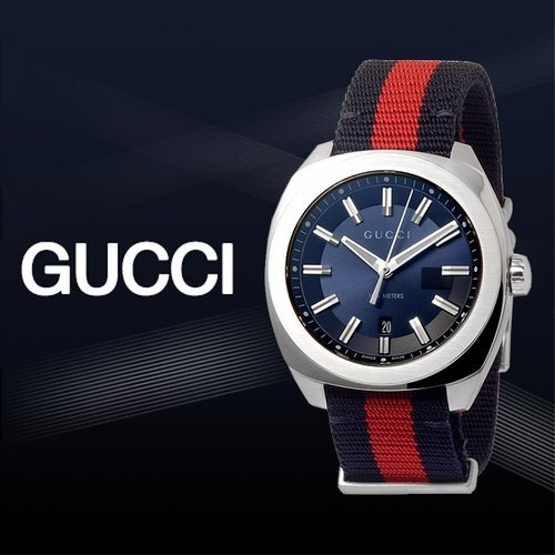 Gucci GG2570 Quartz Blue Dial Blue & Red Nylon Strap Watch For Men - YA142304 Buy Now By Gucci