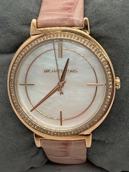 Michael Kors Cinthia Mother of Pearl Dial Pink Leather Strap Watch for Women - MK2663 Buy Now By Michael Kors
