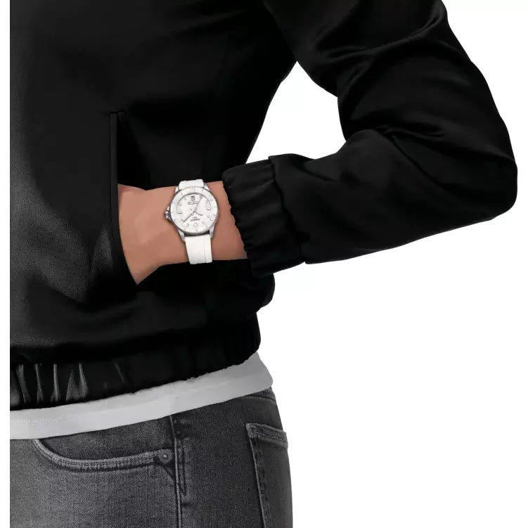 Tissot Seastar 1000 Mother of Pearl White Dial White Rubber Strap Watch for Women - T120.210.17.116.00 Buy Now By Tissot