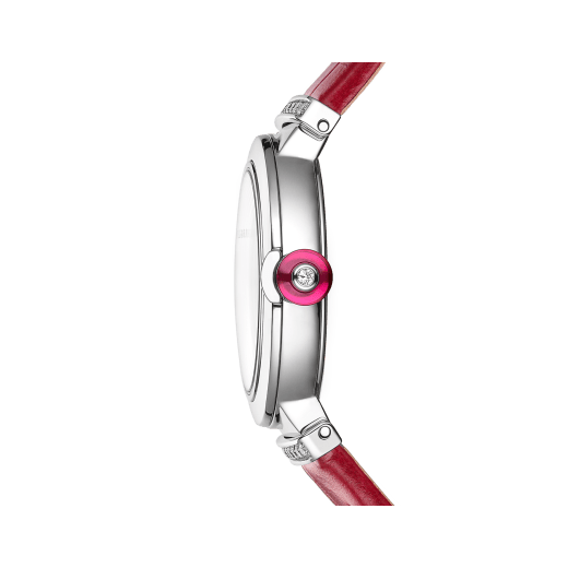 Bvlgari Lvcea Intarsio Diamonds Mother of Pearl Pink Dial Red Leather Strap Watch for Women - LVCEA103619 Buy Now By Bvlgari