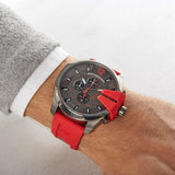 Diesel Mega Chief Chronograph Black Dial Red Silicone Strap Watch For Men - DZ4427 Buy Now By Diesel