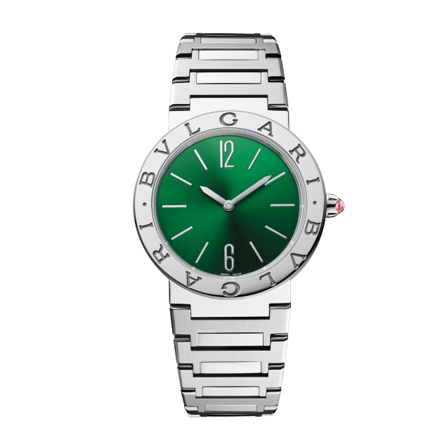 Bvlgari Bvlgari Bvlgari Lady Green Dial Silver Steel Strap Watch for Women - BVLGARI103693 Buy Now By Bvlgari