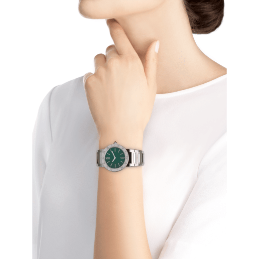 Bvlgari Bvlgari Bvlgari Lady Green Dial Silver Steel Strap Watch for Women - BVLGARI103693 Buy Now By Bvlgari