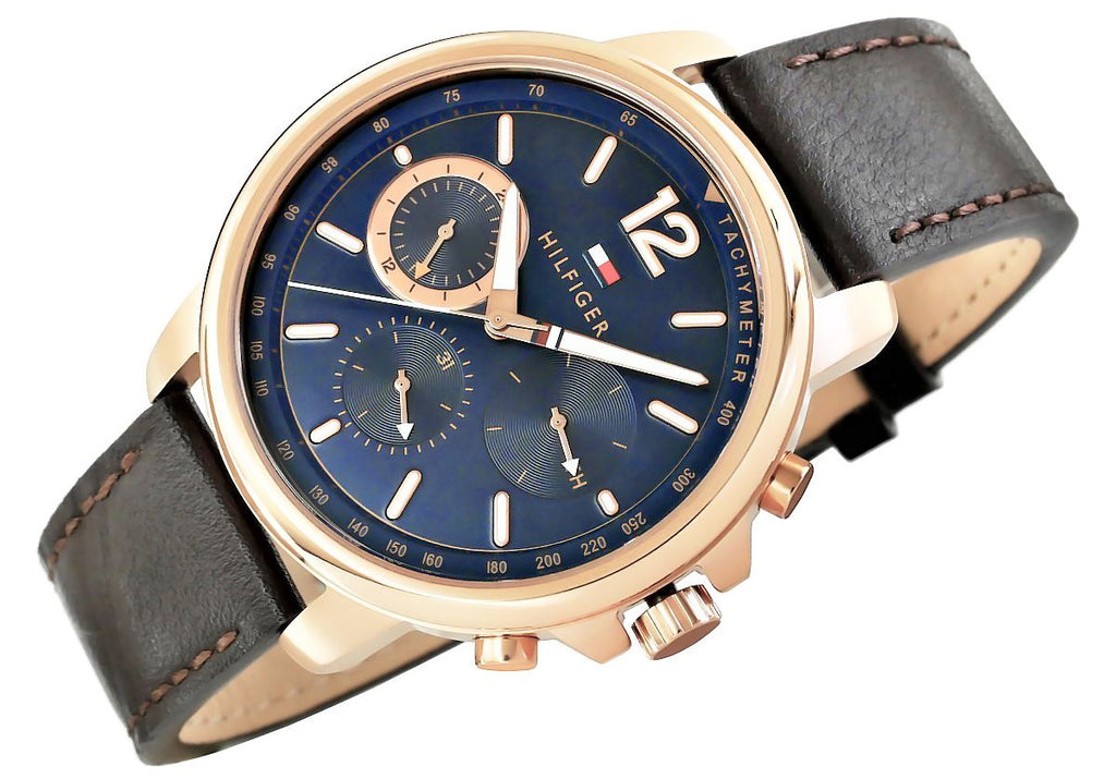 Tommy Hilfiger London Chronograph Blue Dial Brown Leather Strap Watch for Men - 1791532 Buy Now By Tommy Hilfiger