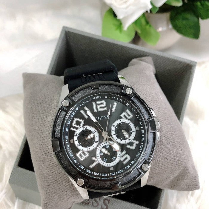 Guess Delta Black Dial Black Silicone Strap Watch for Men - GW0051G1 Buy Now By Guess