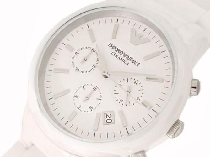 Emporio Armani Ceramica Chronograph White Dial White Strap Watch For Men - AR1453 Buy Now By Emporio Armani