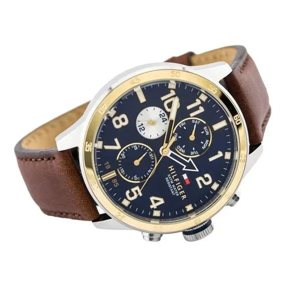 Tommy Hilfiger Sport Multifunction Blue Dial Brown Leather Strap Watch for Men - 1791137 Buy Now By Tommy Hilfiger