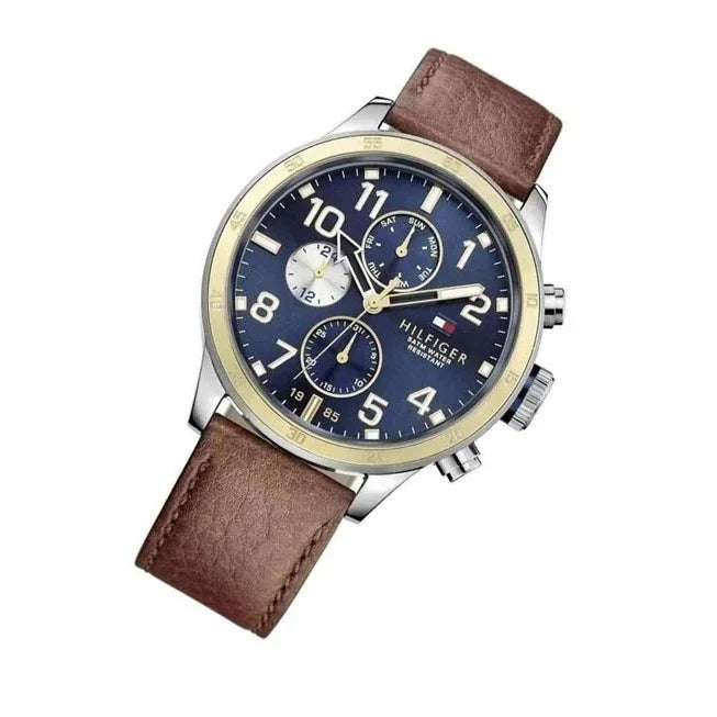 Tommy Hilfiger Sport Multifunction Blue Dial Brown Leather Strap Watch for Men - 1791137 Buy Now By Tommy Hilfiger