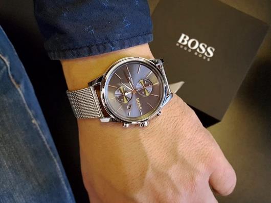 Hugo Boss Jet Chronograph Grey Dial Silver Mesh Bracelet Watch for Men - 1513440 Buy Now By Hugo Boss