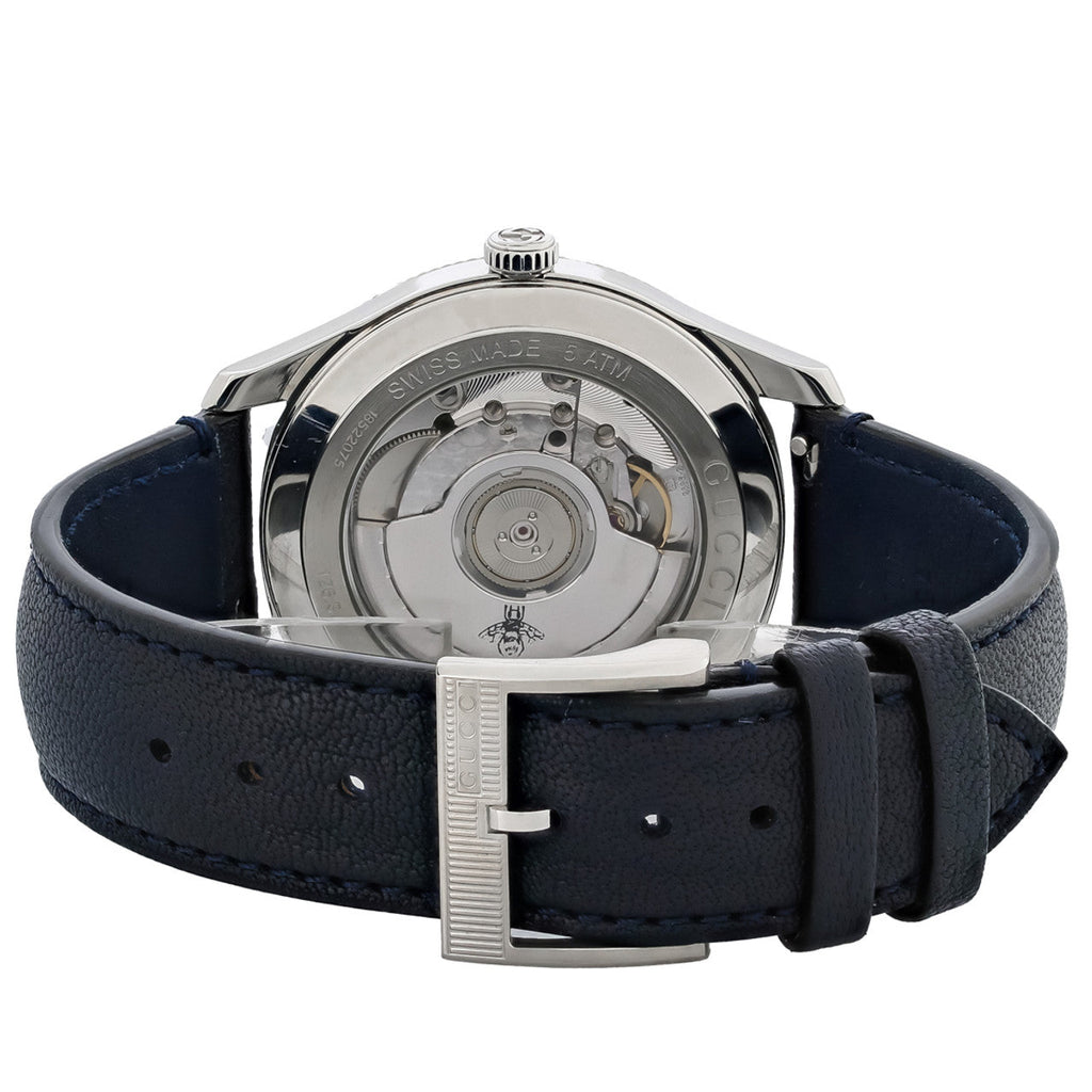 Gucci G Timeless Automatic Blue Dial Black Leather Strap Watch For Men - YA126347 Buy Now By Gucci