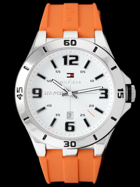 Tommy Hilfiger Analog White Dial Orange Rubber Strap Watch for Men - 1791063 Buy Now By Tommy Hilfiger