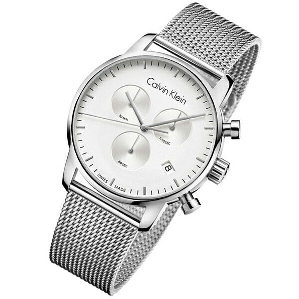 Calvin Klein City Chronograph White Dial Silver Mesh Bracelet Watch for Men - K2G27126 Buy Now By Calvin Klein