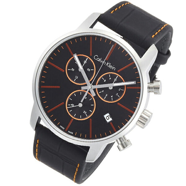 Calvin Klein City Chronograph Black Dial Black Leather Strap Watch for Men - K2G271C1 Buy Now By Calvin Klein