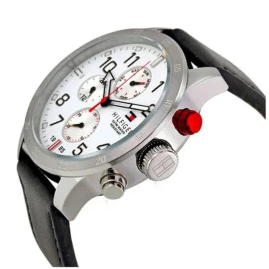 Tommy Hilfiger Trent Multifunction White Dial Black Leather Strap Watch for Men - 1791138 Buy Now By Tommy Hilfiger