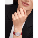 Bvlgari Lvcea Intarsio Diamonds Mother of Pearl Pink Dial Red Leather Strap Watch for Women - LVCEA103619 Buy Now By Bvlgari