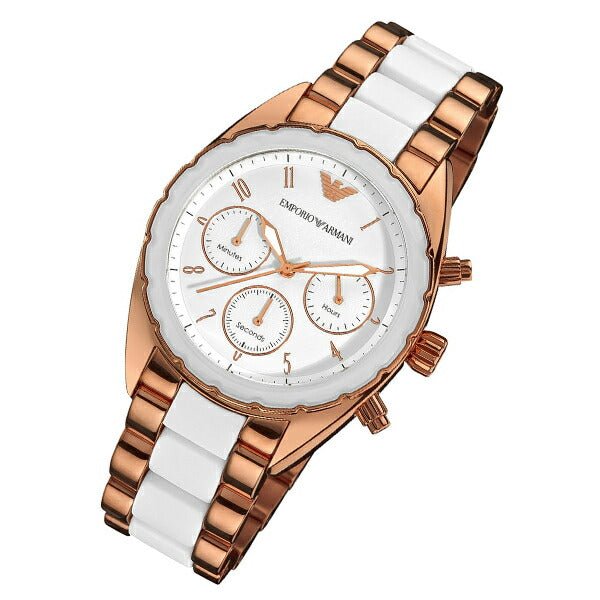 Emporio Armani Sportivo White Dial Rose Gold & White Steel Strap Watch For Women - AR5942 Buy Now By Emporio Armani