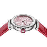 Bvlgari Lvcea Intarsio Diamonds Mother of Pearl Pink Dial Red Leather Strap Watch for Women - LVCEA103619 Buy Now By Bvlgari