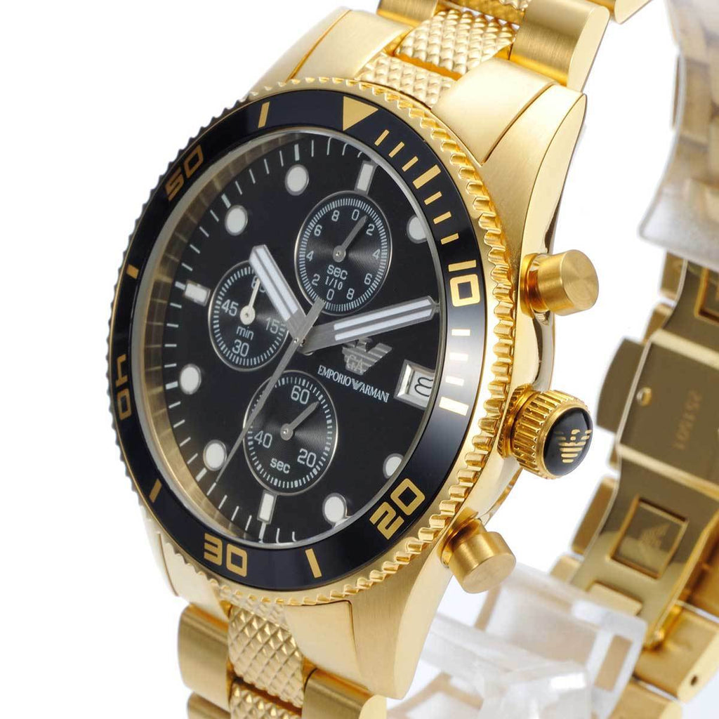 Emporio Armani Chronograph Black Dial Gold Steel Strap Watch For Men - AR5857 Buy Now By Emporio Armani