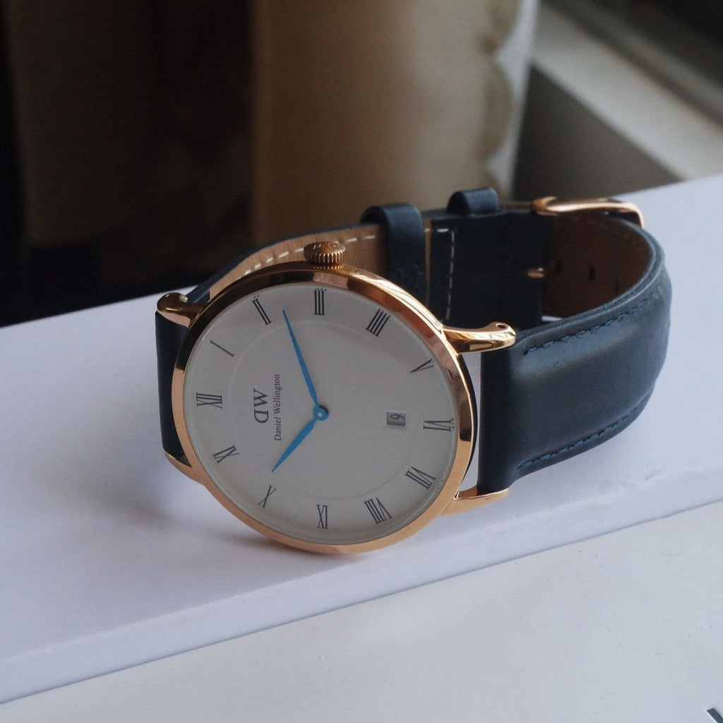 Daniel Wellington Dapper Somerset White Dial Blue Leather Strap Watch For Men - DW00100193 Buy Now By Daniel Wellington