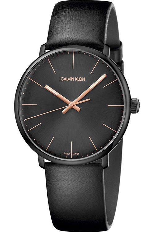 Calvin Klein High Noon Quartz Black Dial Black Leather Strap Watch for Men - K8M214CB Buy Now By Calvin Klein
