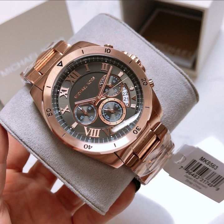 Michael Kors Brecken Chronograph Analog Black Dial Rose Gold Steel Strap Watch For Women - MK8563 Buy Now By Michael Kors