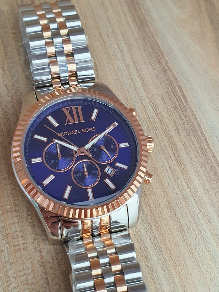 Michael Kors Lexington Blue Dial Two Tone Steel Strap Watch for Men - MK8412 Buy Now By Michael Kors