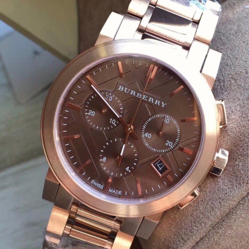 Burberry The City Grey Dial Rose Gold Steel Strap Unisex Watch - BU9754 Buy Now By Burberry