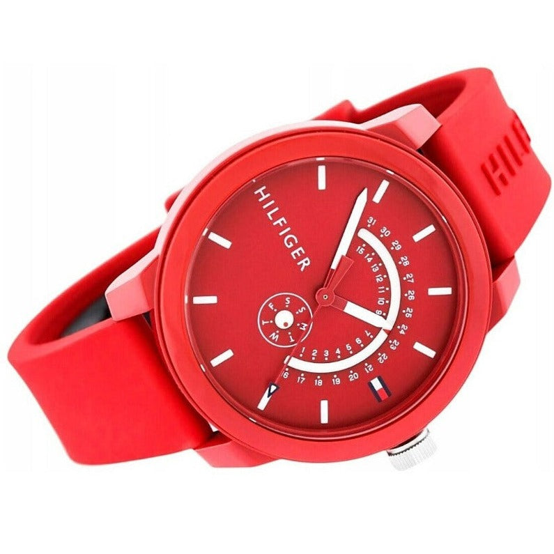 Tommy Hilfiger Denim Quartz Red Dial Red Rubber Strap Watch for Men - 1791480 Buy Now By Tommy Hilfiger