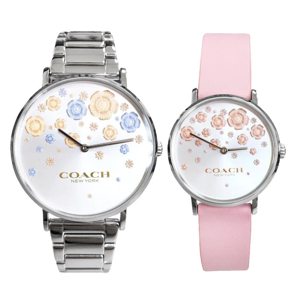 Coach Perry Silver Dial Pink Leather Strap Watch For Women - 14503325 Buy Now By Coach