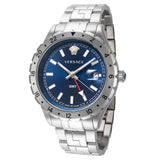 Versace Hellenyium GMT Blue Dial Silver Steel Strap Watch for Men - V11010015 Buy Now By Versace