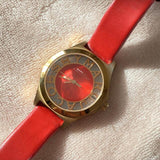 Marc Jacobs Henry Skeleton Red Dial Red Leather Strap Watch for Women - MBM1338 Buy Now By Marc Jacobs