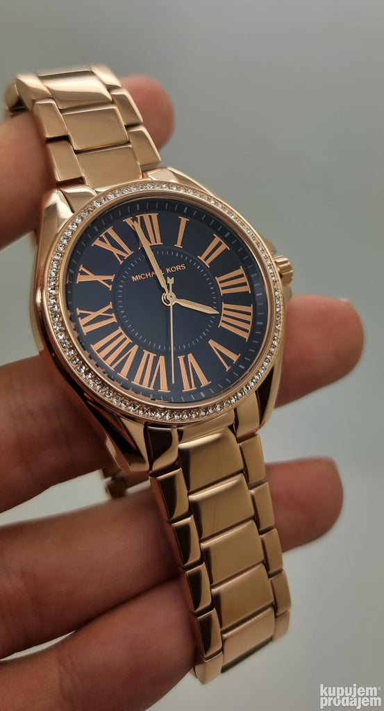 Michael Kors Kacie Three Hand Black Dial Rose Gold Steel Strap Watch for Women - MK6930 Buy Now By Michael Kors