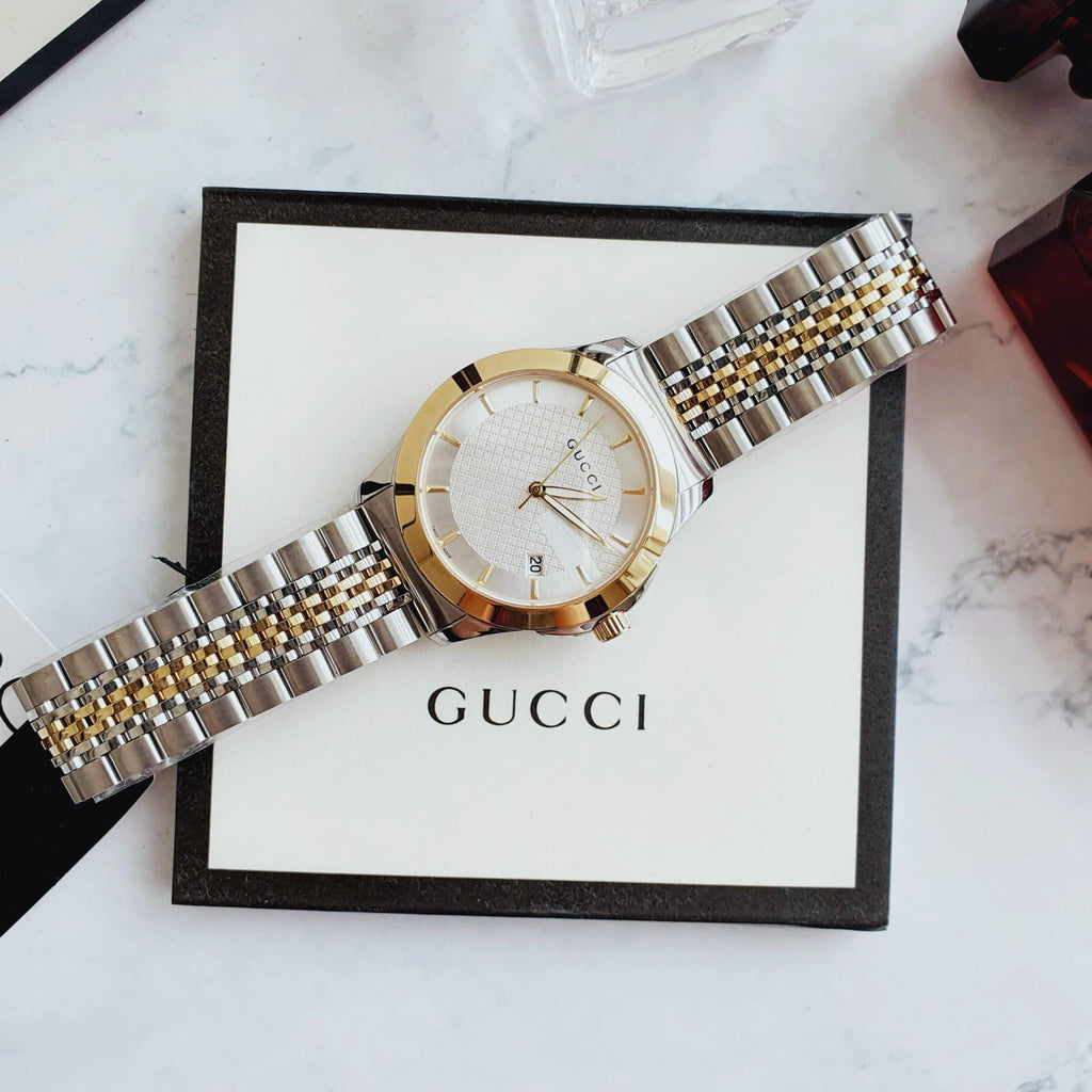 Gucci G Timeless Silver Dial Two Tone Steel Strap Watch For Women - YA126511 Buy Now By Gucci