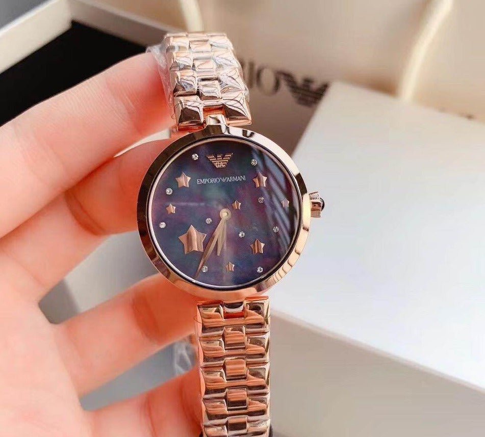 Emporio Armani Arianna Black Dial Rose Gold Stainless Steel Watch For Women - AR11197 Buy Now By Emporio Armani