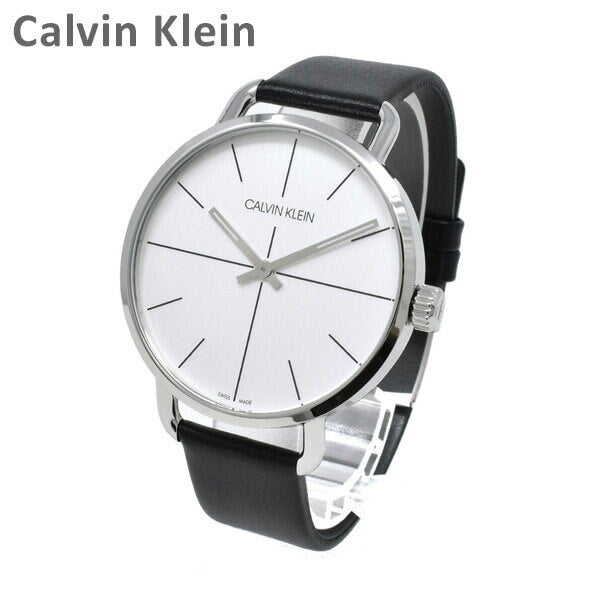 Calvin Klein Even Silver Dial Black Leather Strap Watch for Men - K7B211CY Buy Now By Calvin Klein