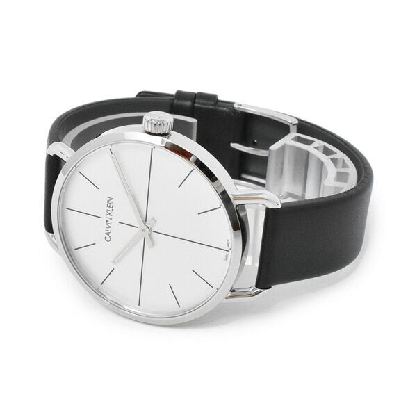 Calvin Klein Even Silver Dial Black Leather Strap Watch for Men - K7B211CY Buy Now By Calvin Klein